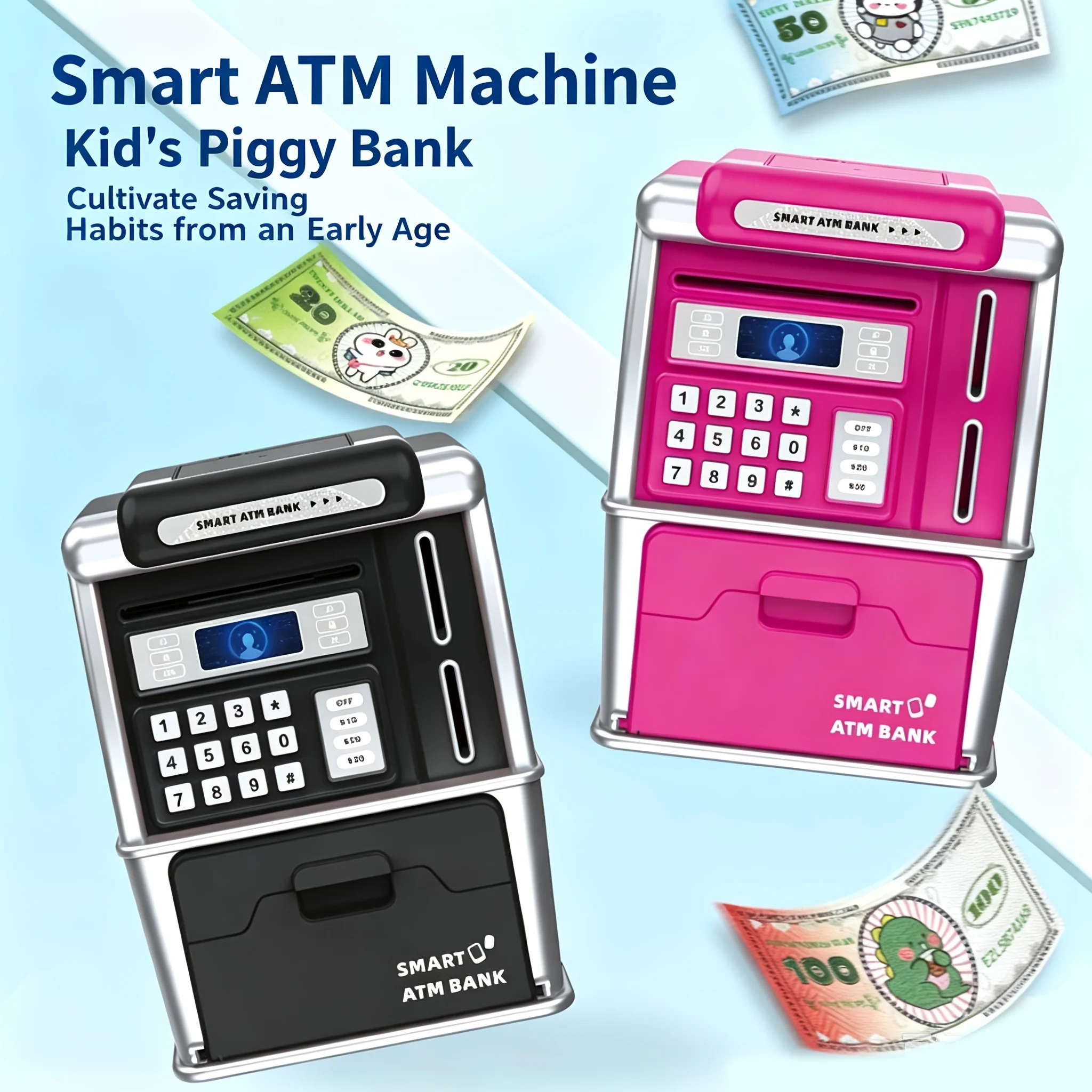 Kids Education Savings - Smart ATM Piggy Bank, Automatic Banknote