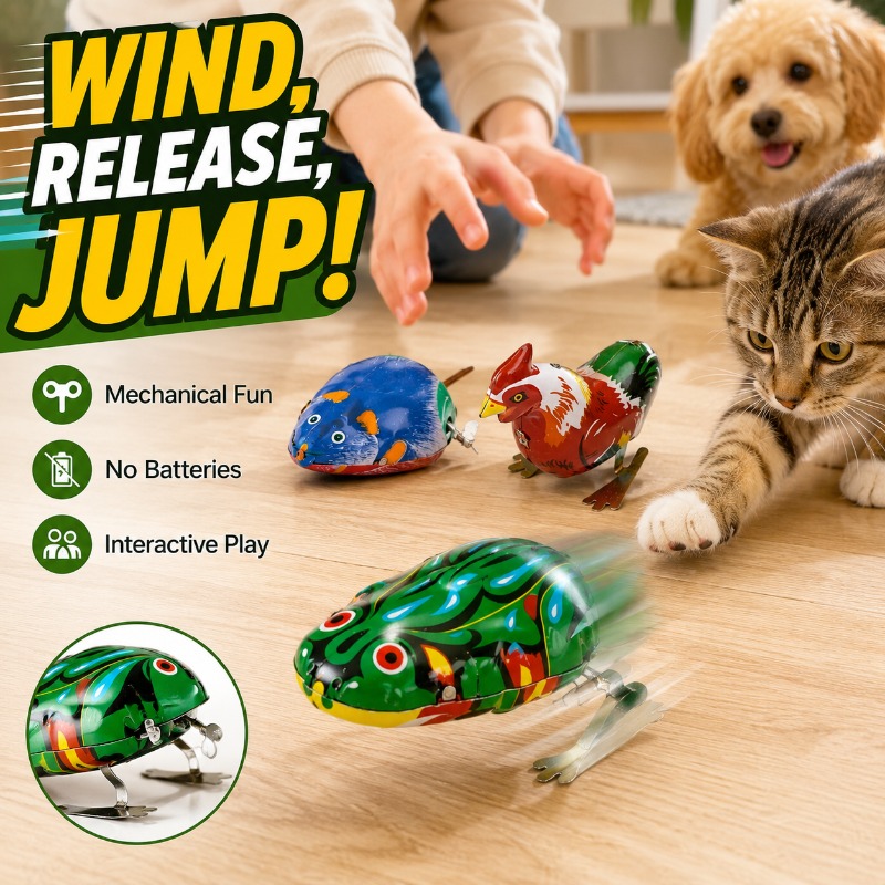 Kids No Education - Traditional Wind Up Jumping Frog Toy,