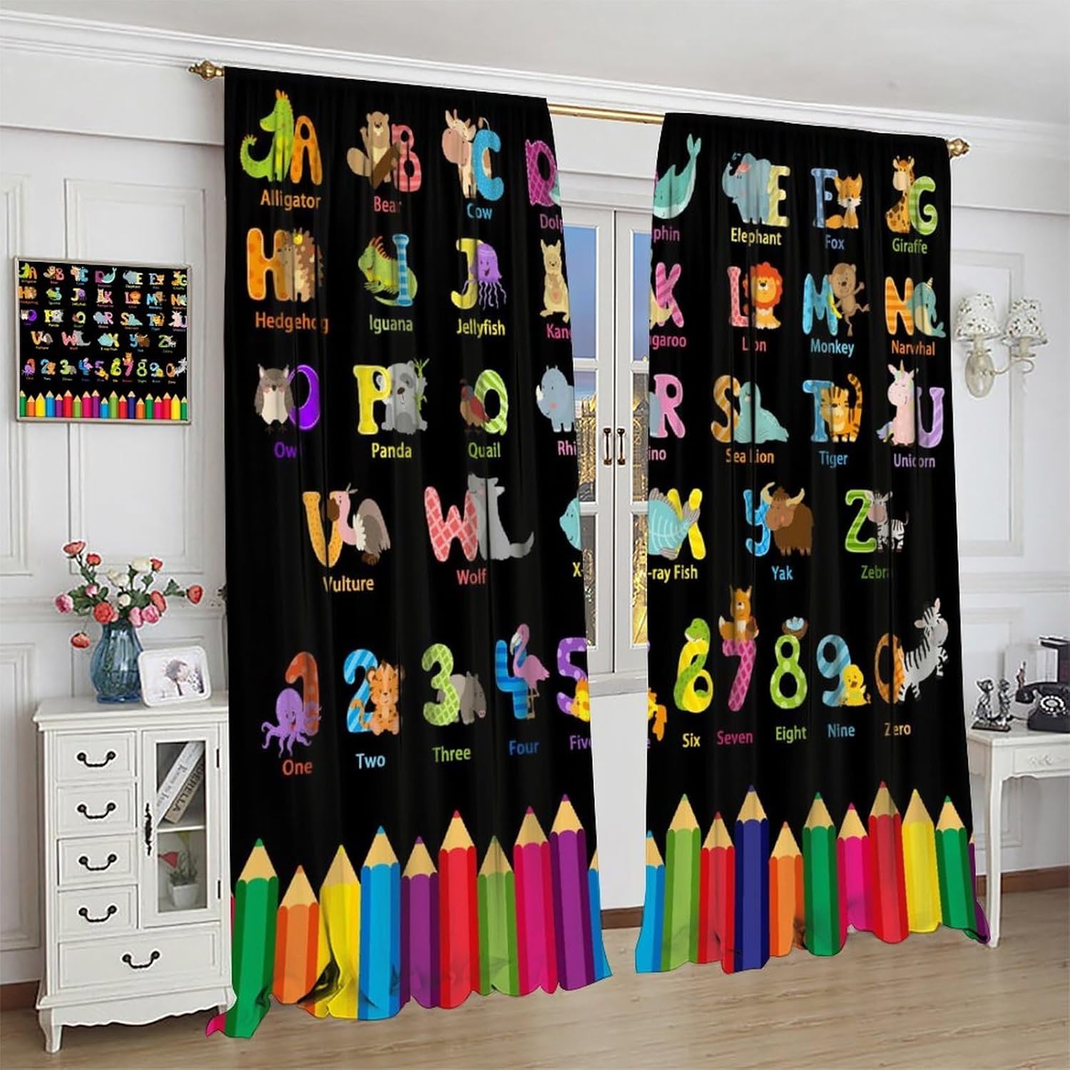 Cartoon ABC Alphabet Curtains, - Kids Education Youtube review and price