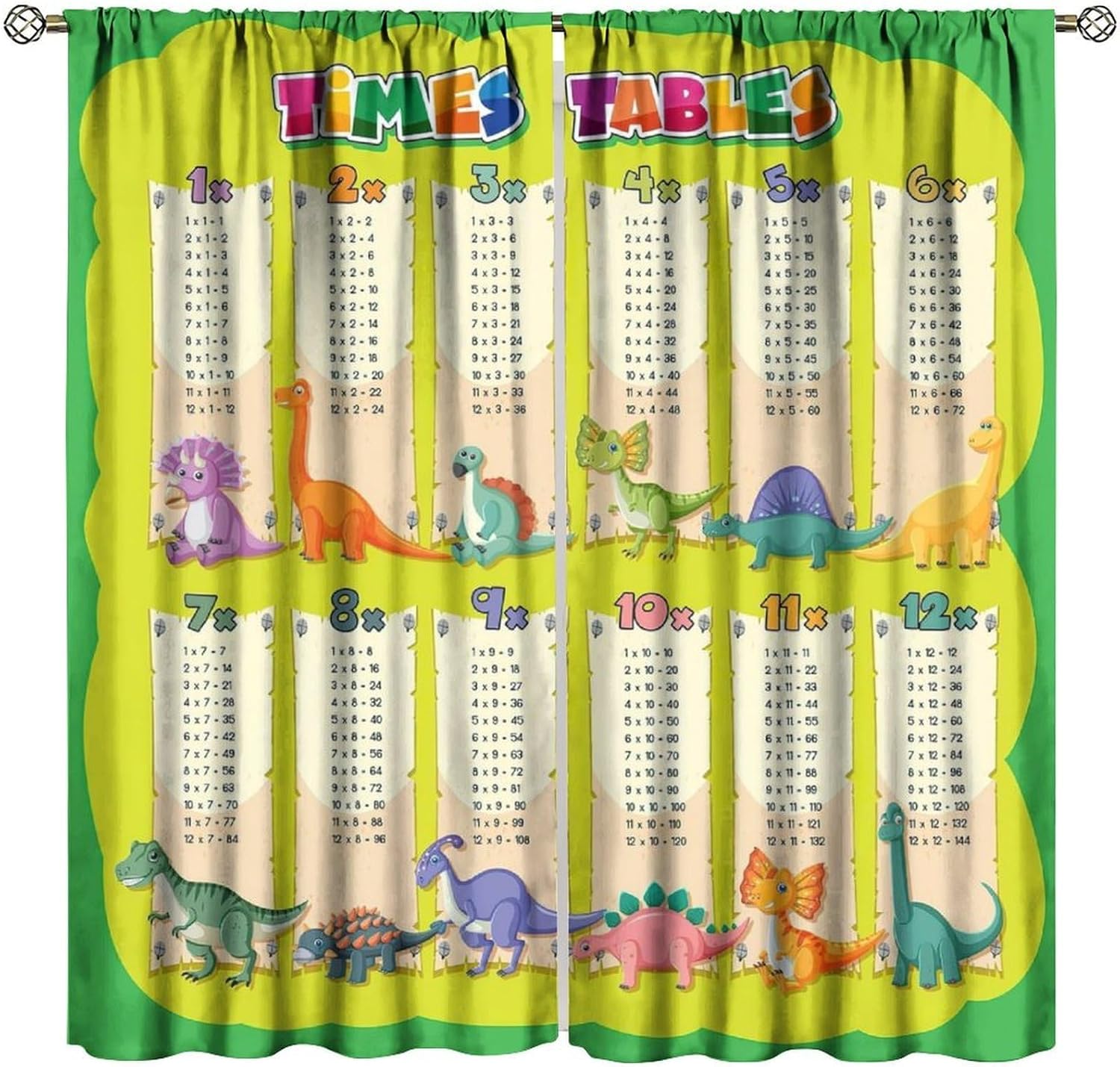 Dinosaur Times Table Curtain M - Kids Education Youtube review and price